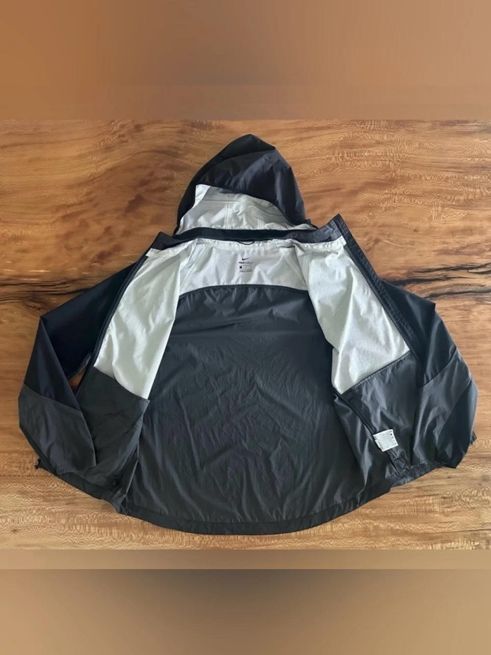 Women’s Nike Shield Windbreaker Jacket Black Grey | Size: Large